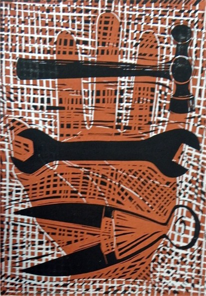 Two colour linocut
