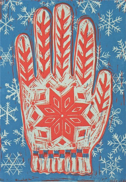 Two colour lino cut