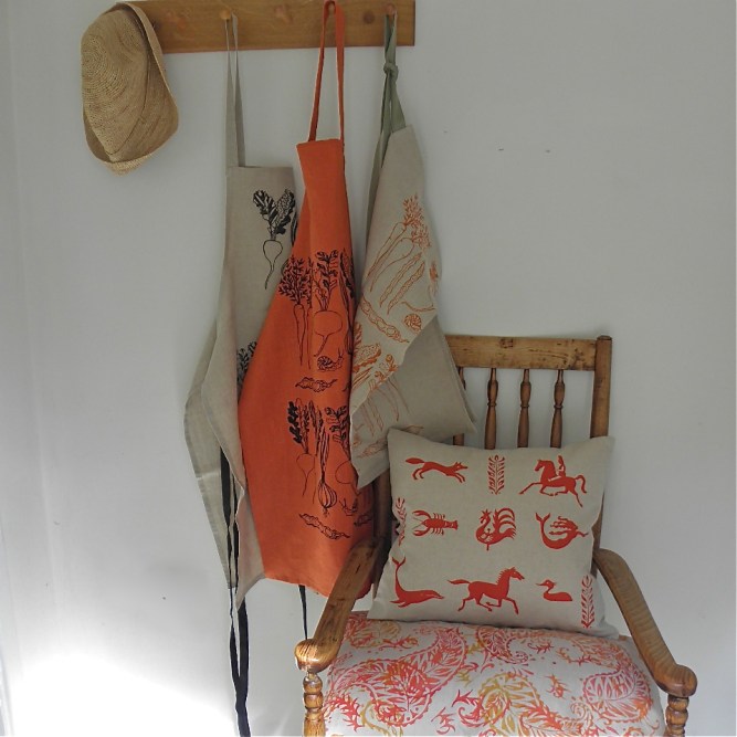Screen print vegetable apron